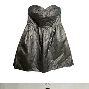 Minuet Metallic Strapless Sweetheart Fit Flare Mini Cocktail Dress Y2K Medium